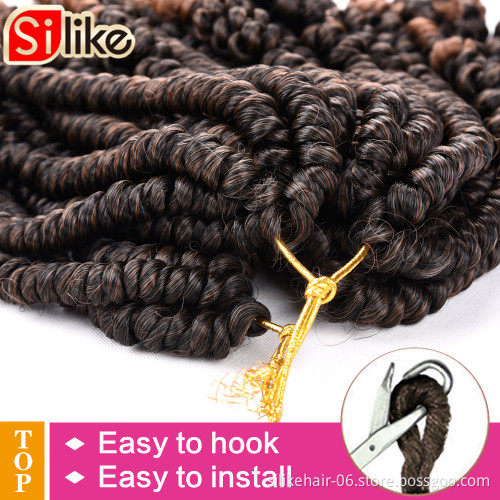 Hot Selling 8inch Ombre Brown Red Fluffy Pre-twisted Passion Spring Bomb Twist Crochet Braiding Hair Synthetic Hair Extensions